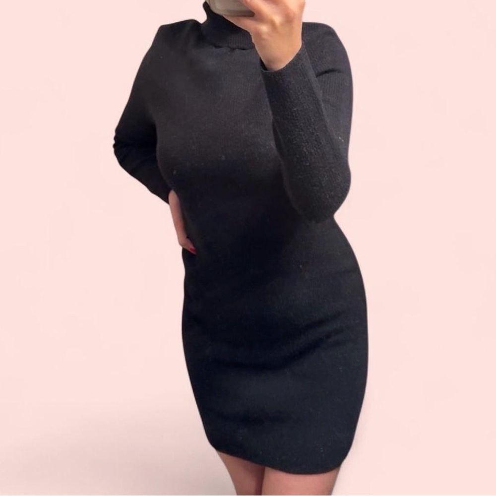 Elegant Black Turtleneck Dress